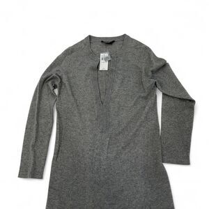 NEW w Tags BCBG maxazria Women's Grey Cashmere Sweater Dress with V neck